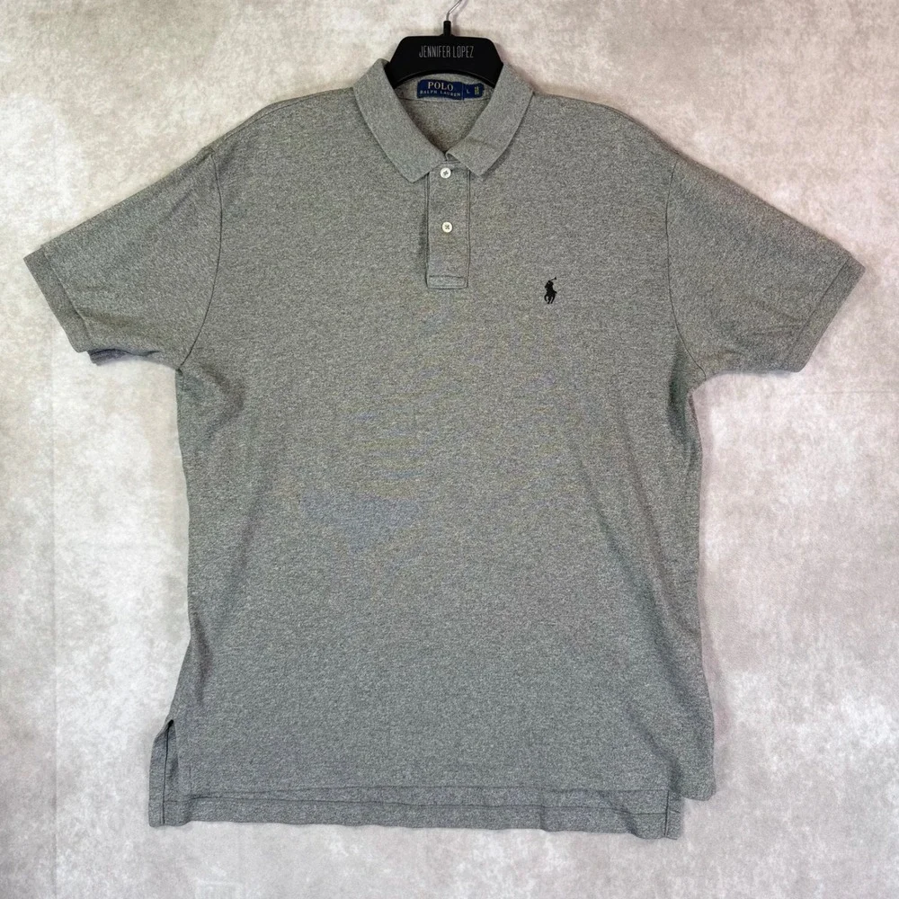Polo Ralph Lauren Polo Shirt Mens L Grey Heather Solid Short Sleeve Pony Logo